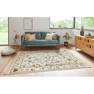 Krem tepih viskozan 160x230 cm Oriental Flowers – Nouristan