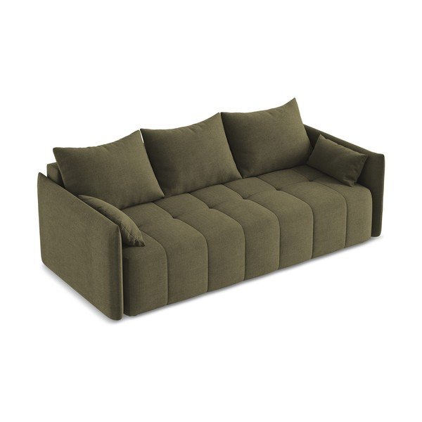 Kaki zelena sklopiva/s prostorom za odlaganje sofa 225 cm Moku – Makamii-image-2