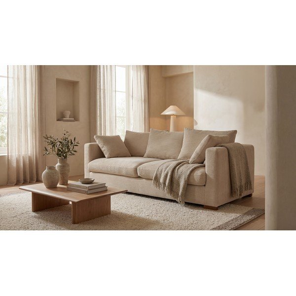Bež sofa od samta 220 cm Comfy – Scandic-image-1