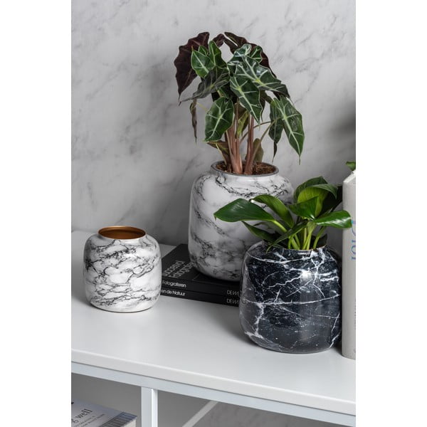 Bijelo-crna željezna vaza PT LIVING Marble, visina 12,5 cm-image-3