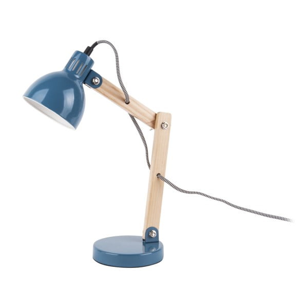 Plava stolna lampa s drvenim detaljima Leitmotiv Ogle