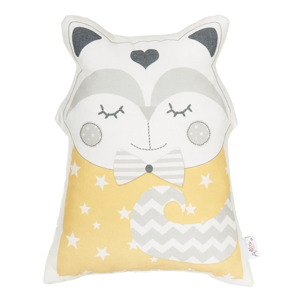 Žuti pamučni dječji jastuk Mike & Co. NEW YORK Pillow Toy Smart Cat, 23 x 33 cm