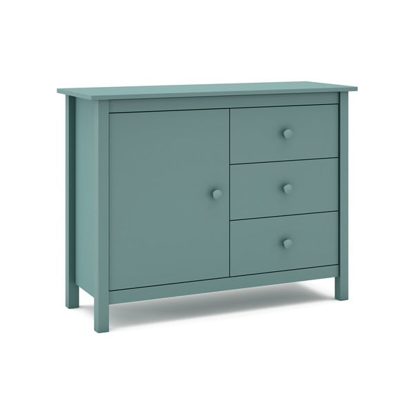 Niska dječja škrinja od borovine u petrolej boji 90x80 cm Max - Marckeric-image-3