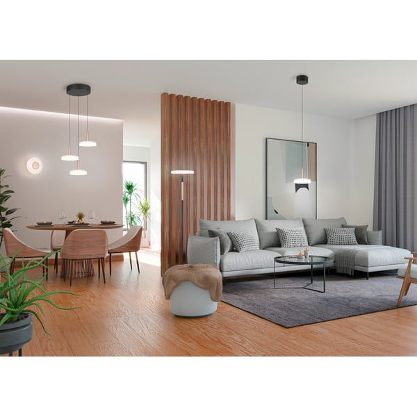 Crno-bijela/u zlatnoj boji LED viseća svjetiljka s mogućnosti zatamnjivanja sa staklenim sjenilom ø 22 cm Celeste – Trio-image-4