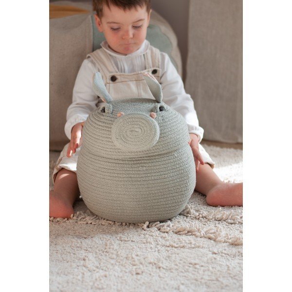 Svijetlo siva tekstilna dječja kutija za pohranu ø 25x30 cm Henry the Hippo – Lorena Canals-image-3