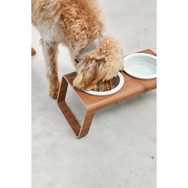 Set posuda s postoljem za pse Desco Walnut S – MiaCara-image-3