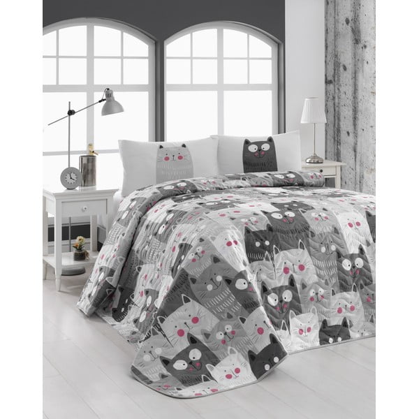 Set prošivenog prekrivača i 2 jastučnice Eponj Home Duvarda Kediler Grey, 200 x 220 cm