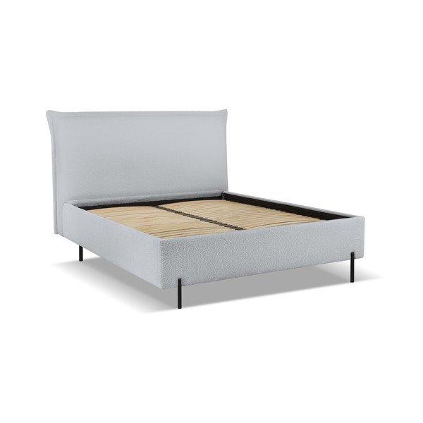 Sivi tapecirani bračni krevet s prostorom za pohranu s podnicom 180x200 cm Armie – Milo Casa