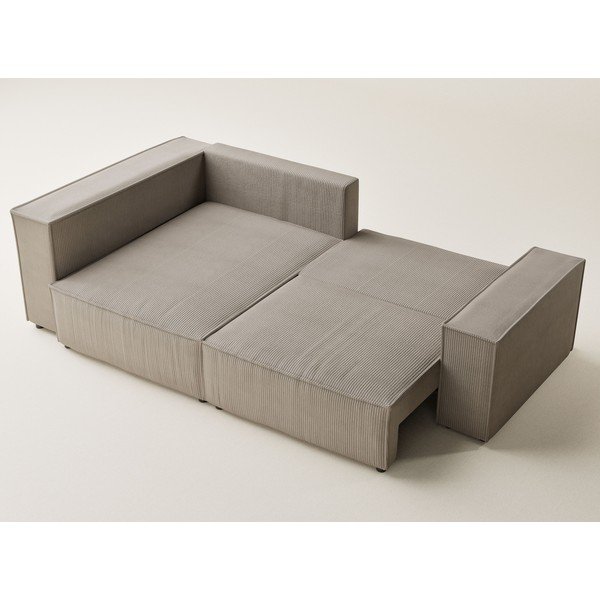 Bež sklopiva/s prostorom za odlaganje kutna garnitura od samta (s lijevim kutom/u obliku slova L) Tonga – Maison de Rêve-image-3