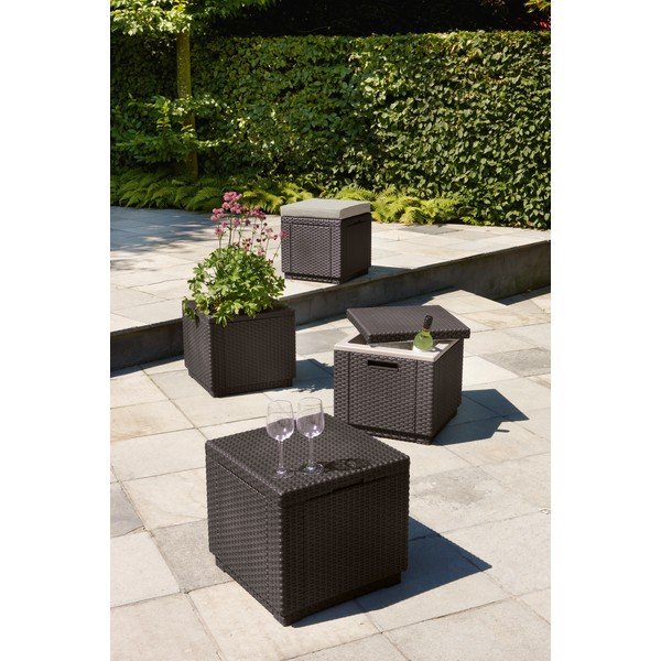 Tamno sivi vrtni tabure Cube – Keter-image-1