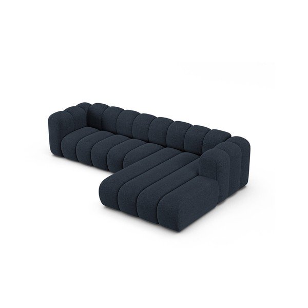 Tamno plava kutna garnitura od šenila (s desnim kutom/s ležaljkom) Lupine – Micadoni -image-2