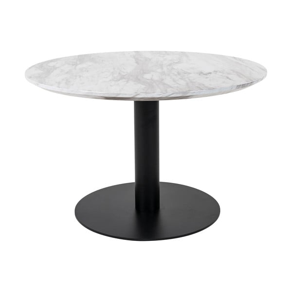Bijeli/crni okrugli stolić za kavu s pločom stola u mramornom dekoru 70x70 cm Bolzano – House Nordic