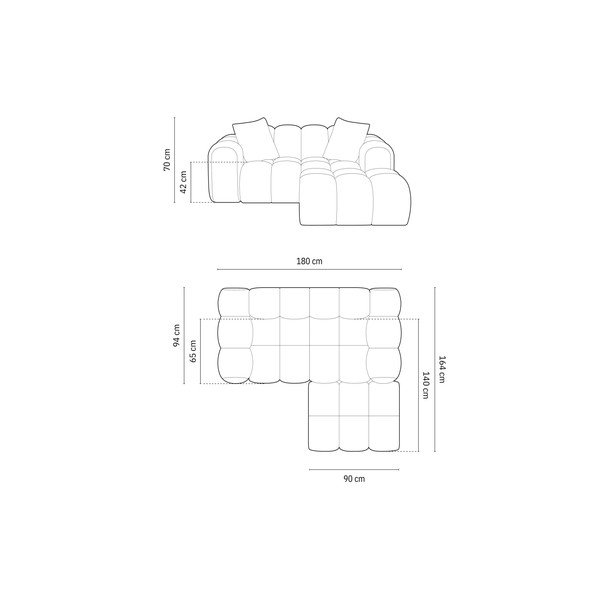 Tamno plava kutna garnitura od šenila (s desnim kutom/s ležaljkom) Treno – Cosmopolitan Design-image-4