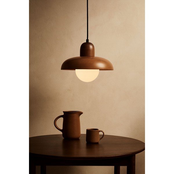 Smeđa viseća svjetiljka s drvenim sjenilom ø 25 cm Elsa – Opviq lights-image-1