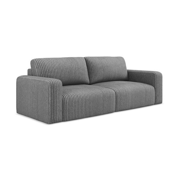 Siva sklopiva/s prostorom za odlaganje sofa od samta 252 cm Kona – Makamii-image-2