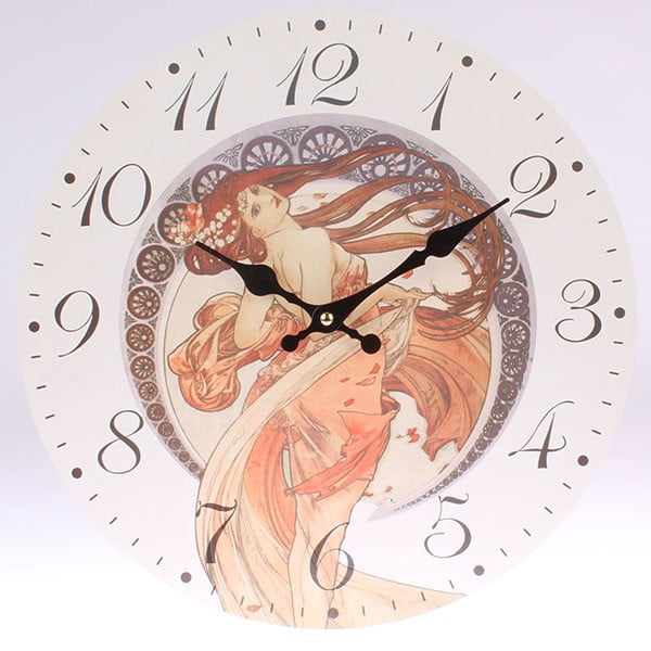 Drveni sat Mucha, 34x34 cm