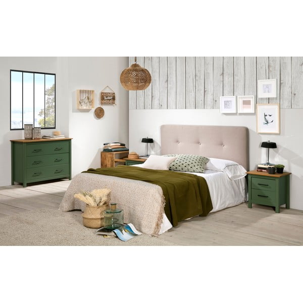 Zelena/u prirodnoj boji niska komoda od masivnog bora 100x80 cm Miranda – Marckeric-image-1