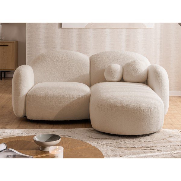 Svjetlo smeđa kutna garnitura od bouclé tkanine (s desnim kutom/s ležaljkom) Orbit – Ropez-image-1