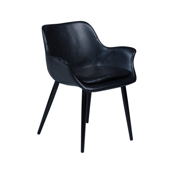Crna blagovaonska stolica od eko kože sa naslonima za ruke DAN-FORM Denmark Combino