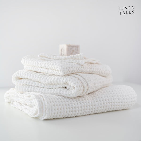 Bijeli ručnici i ručnici za kupanje u setu od 3 kom Honeycomb - Linen Tales-image-1
