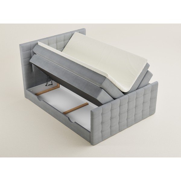Sivi boxspring krevet s prostorom za odlaganje 200x200 cm Tasca – Maison de Rêve-image-3