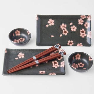 6-dijelni set sivog keramičkog posuđa za sushi MIJ Sakura