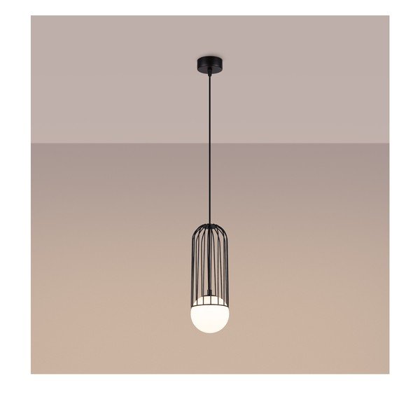 Bijela/crna viseća svjetiljka sa staklenim sjenilom Belinda – Sollux-image-4