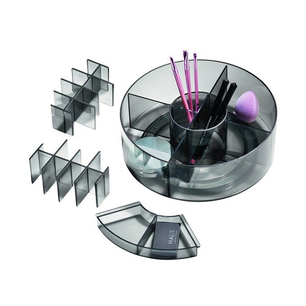 Mat crni kupaonski kozmetički organizator od reciklirane plastike Cosmetic Carousel - iDesign-image-2