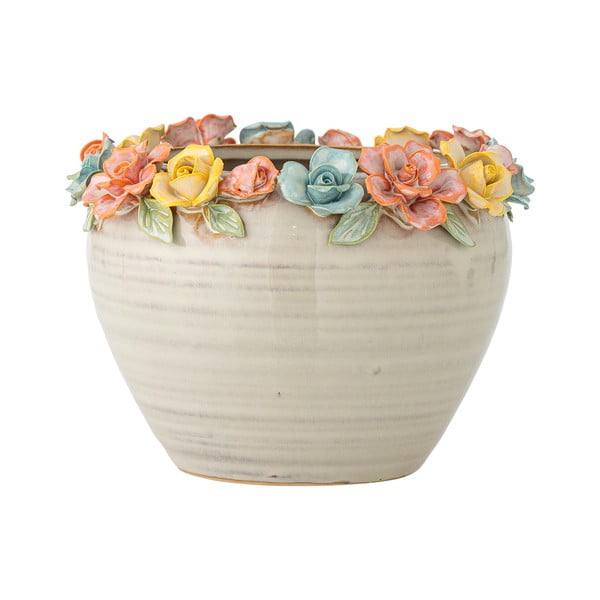Ručno oslikana ukrasna tegla za cvijeće od kamenine ø 19,5 cm Eanna – Bloomingville