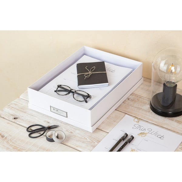 Bijela kutija za pohranu s natpisom za dokumente Bigso Box of Sweden Oskar, veličina A4-image-2