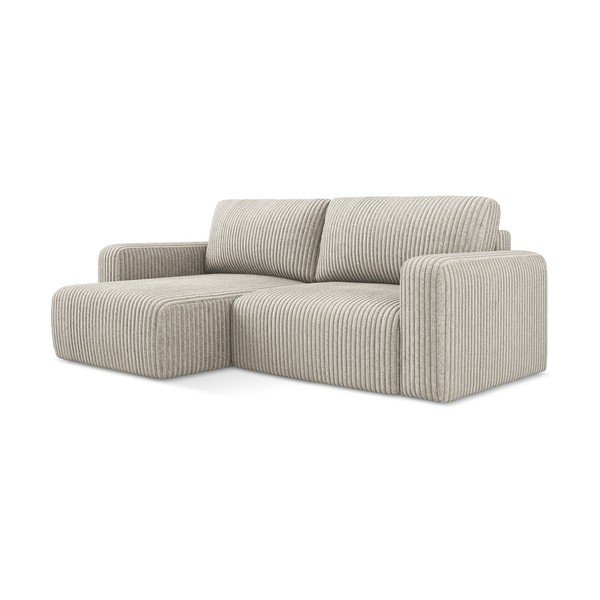 Bež sklopiva/s prostorom za odlaganje kutna garnitura od samta (s lijevim kutom/s ležaljkom) Kona – Makamii-image-2