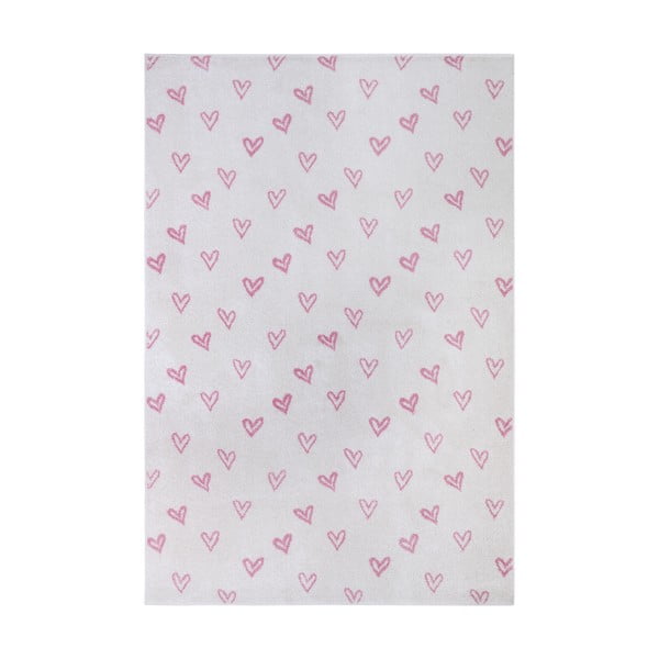 Bijeli/ružičasti dječji tepih 120x170 cm Hearts – Hanse Home