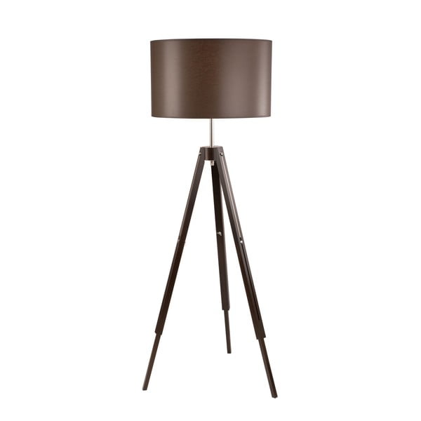 Tamno smeđa stojeća svjetiljka s tekstilnim sjenilom (visina 110 cm) Theo – LAMKUR