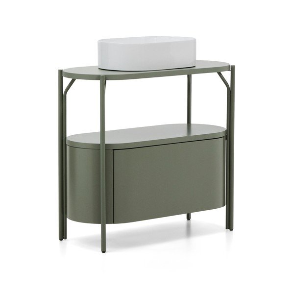 Zeleni ormarić za ispod umivaonika 90x81 cm Arely – Kave Home-image-4