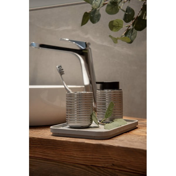 Keramička čašica za četkice za zube srebrne boje Vilalba - Wenko-image-3