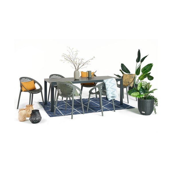 Vrtni blagovaonski set za 6 osoba sa sivim stolicama Joanna i stolom Viking, 90 x 205 cm-image-2