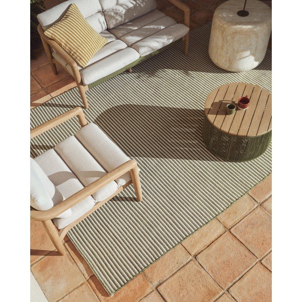Zelena/bež podstavljena vrtna sofa Menfi – Kave Home-image-3