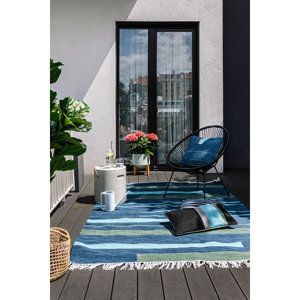 Tamnoplavi dvostrani vanjski tepih od reciklirane plastike Green Decore Marlin, 160 x 230 cm-image-1