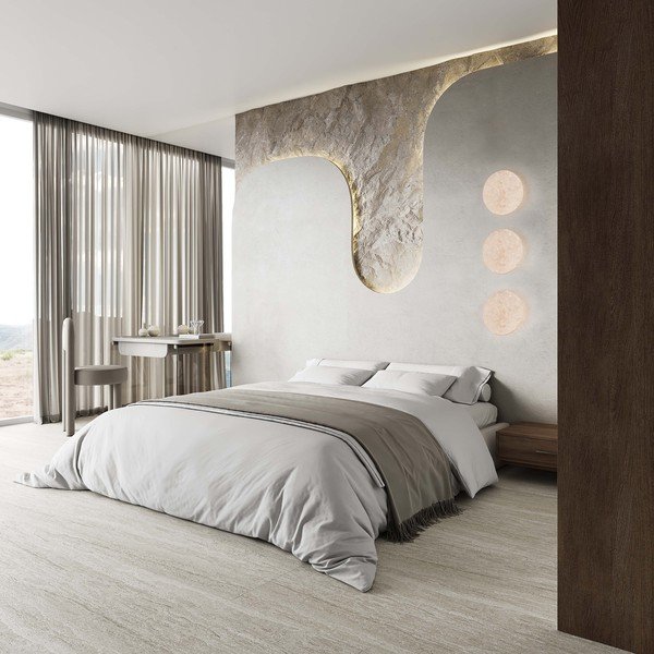 Mat bijela LED zidna lampa od kamenine s mogućnosti zatamnjivanja Bobbin – Trio Select-image-1