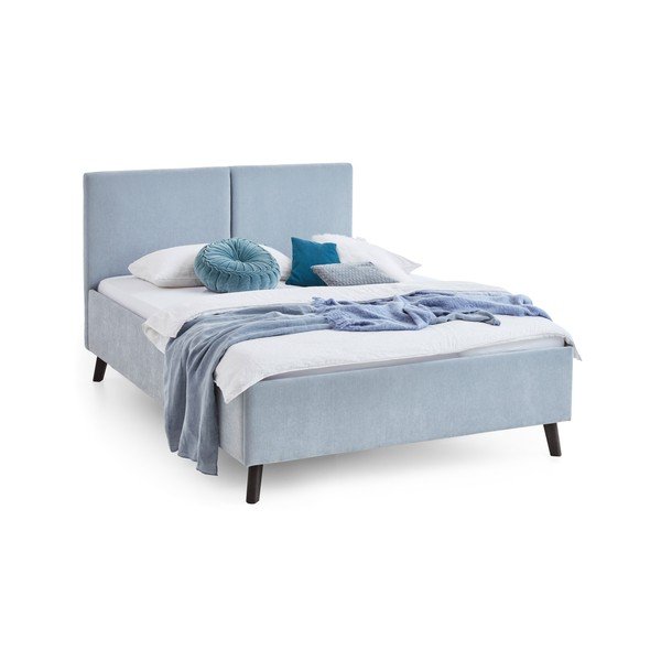 Svijetlo plavi tapecirani bračni krevet s podnicom 140x200 cm Piano – Meise Möbel-image-3