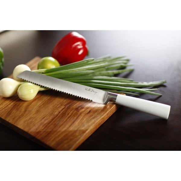 Set noževa sa postoljem i daskom za rezanje - bijeli-image-3