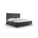 Tamno sivi tapecirani bračni krevet s prostorom za pohranu s podnicom 200x200 cm Casey – Mazzini Beds