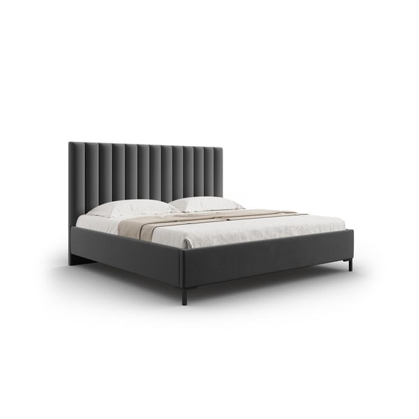 Tamno sivi tapecirani bračni krevet s prostorom za pohranu s podnicom 180x200 cm Casey – Mazzini Beds