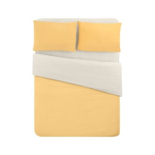 Žuto-krem pamučna posteljina za bračni krevet/s produženom plahtom  200x220 cm - Mila Home