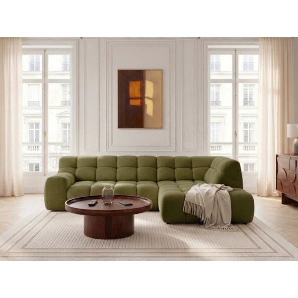 Zelena sklopiva/s električnim podešavanjem sjedala kutna garnitura (s lijevim kutom/u obliku slova L) Andre – Bobochic Paris-image-2