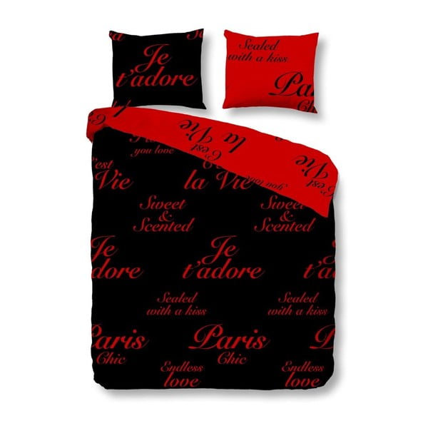 Posteljina Paris Black Red, 200x200 cm
