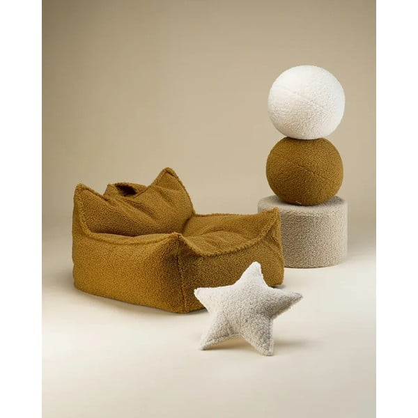 Smeđi dječji jastuk za sjedenje od bouclé tkanine Ball – Wigiwama-image-2