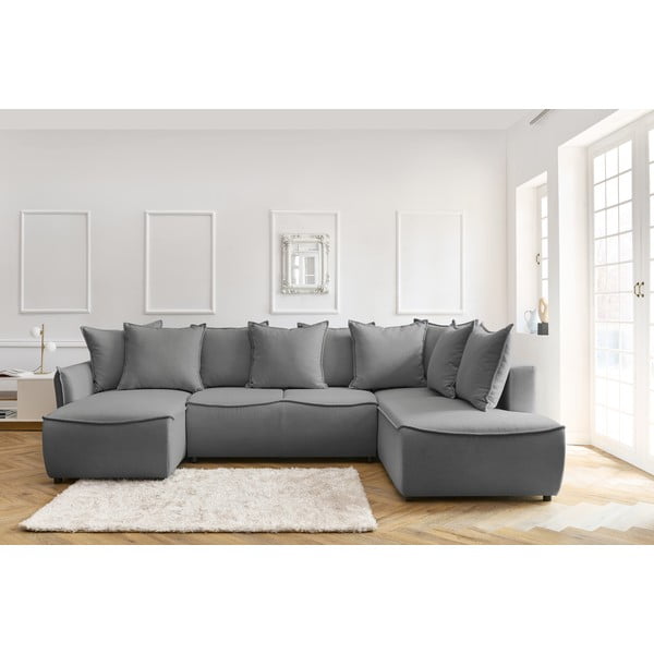 Svijetlo siva sklopiva kutna garnitura (s desnim kutom) Leon – Bobochic Paris-image-1