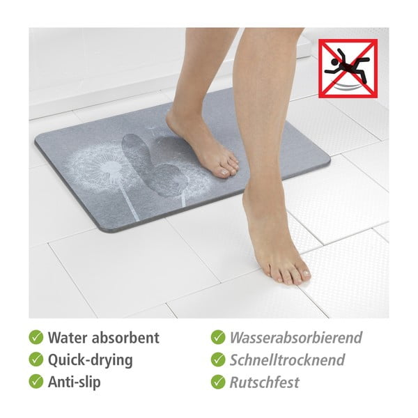 Siva kupaonska prostirka od dijatomita 39x60 cm Astera – Wenko-image-4