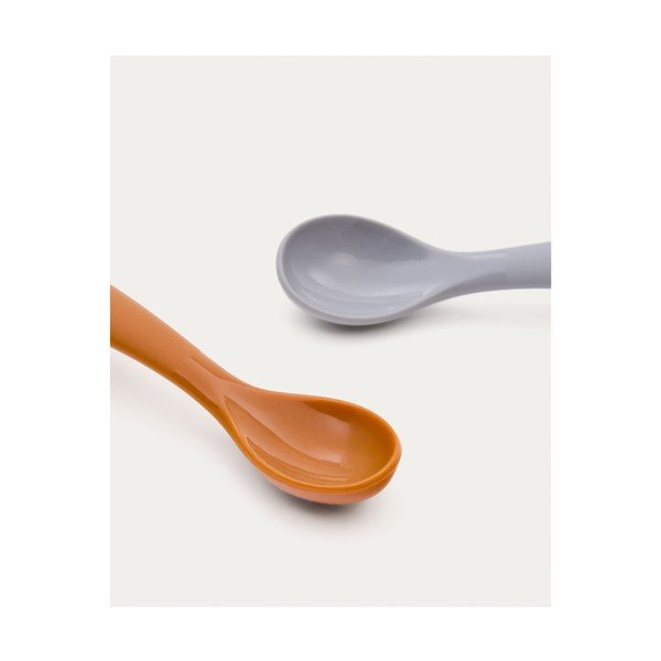 Svijetlo plave/narančaste plastične/silikonske dječje žlice u setu 2 kom Lili – Kave Home-image-4